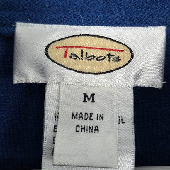 Vintage Talbots 100% Merino Wool Blue Button-Up Velvet Trim Jacket Size M - Picture 7 of 9